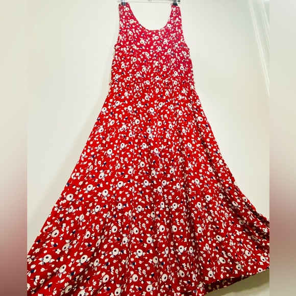 TALBOTS FLORAL CREPE TIERED MAXI DRESS Size 8 - Picture 6 of 8